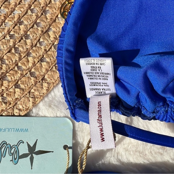 Luli Fama Electric Blue Hot Tropics Triangle Top and Bootylicious Bottom XL/L - Picture 10 of 14